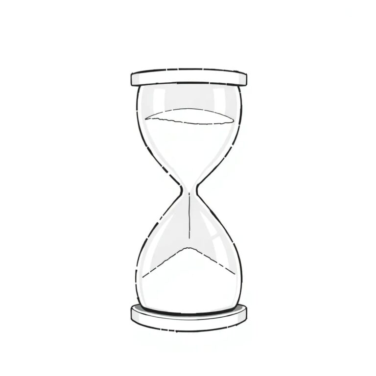 A digital hourglass with shifting, pixelated sand