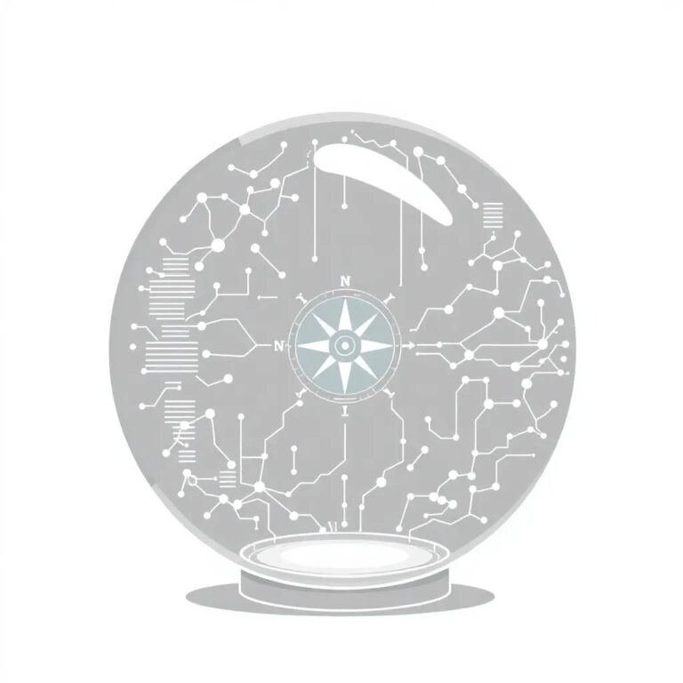 A futuristic, transparent AI neural network model encased in a glass orb, with shifting patterns of data flowing through it, and a small, intricately designed compass needle floating inside, always pointing towards a glowing, digital 'ethics' icon.