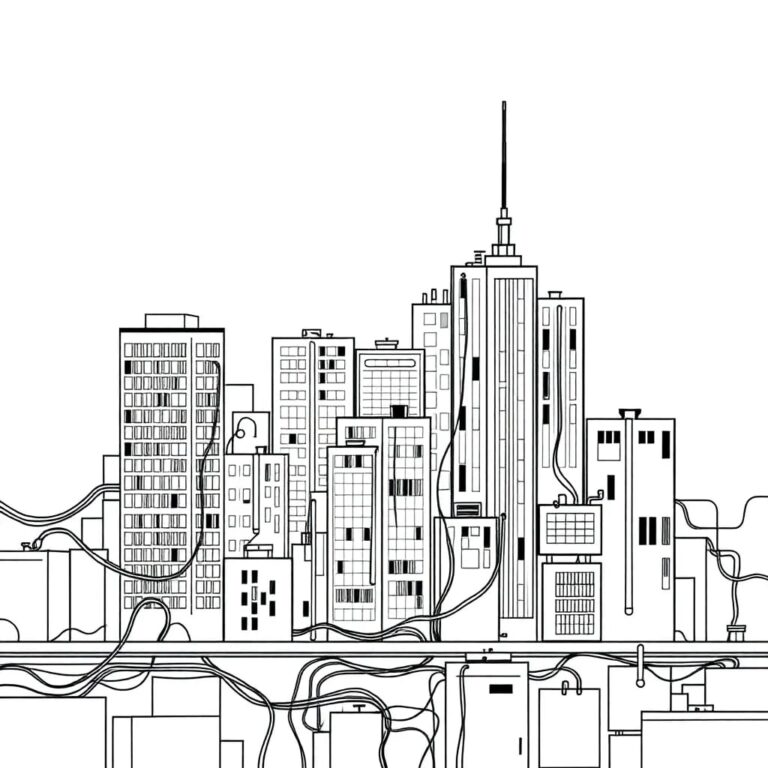 A miniature, intricately wired cityscape where each building's lights flicker in patterns representing data breaches and privacy invasions.