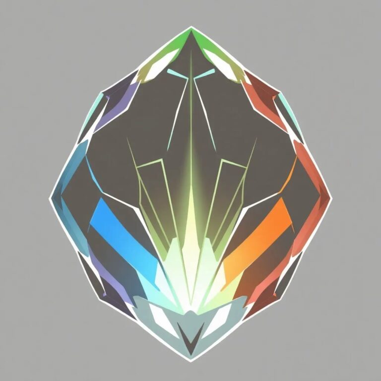A multi-faceted, intricately carved crystal prism that refracts light into a spectrum of colors, each color representing a different aspect of global AI ethics, with a central beam of light symbolizing India's role in shaping these standards.