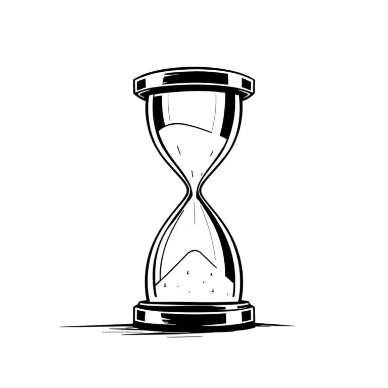 A digital hourglass with shifting sands of binary code