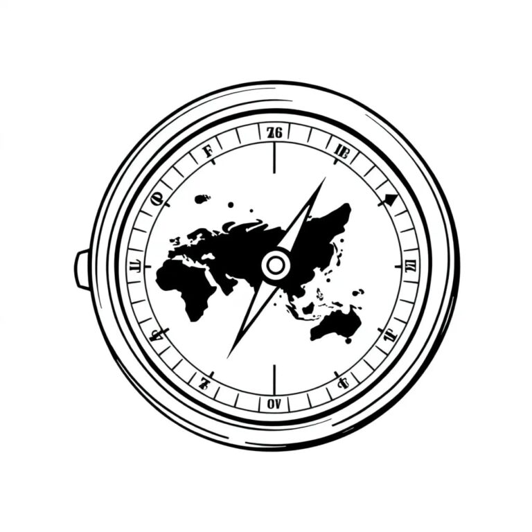 A compass with a digital screen displaying a constantly shifting map of regulatory landscapes