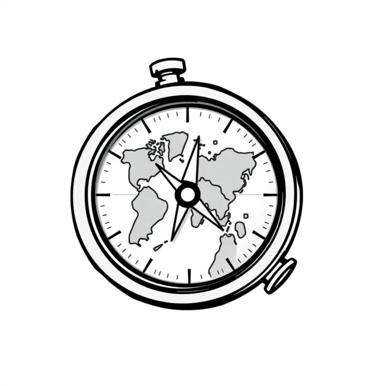 A compass with a digital display that shows a constantly updating map of AI regulations, with a needle pointing towards compliance.