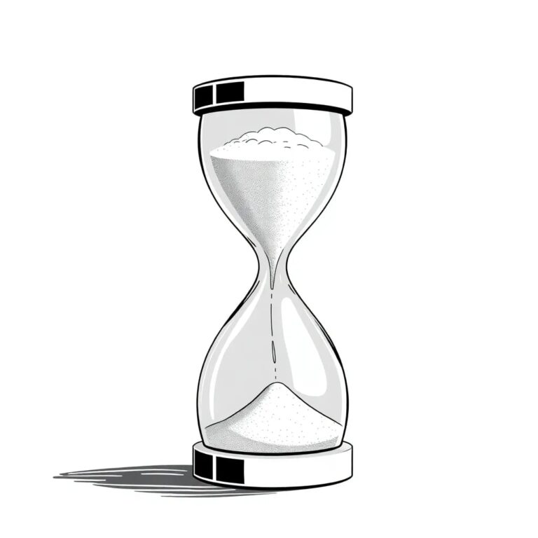 A futuristic hourglass with silicon sand flowing from a transparent AI processor into a glass container shaped like a human brain