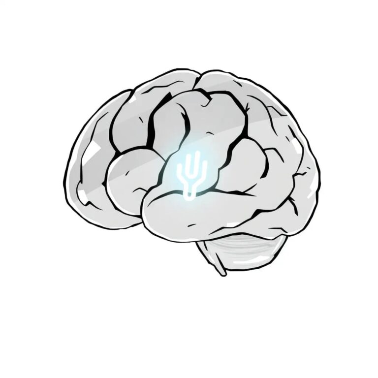 A futuristic, transparent AI brain with a glowing, pulsating 'slop' indicator light