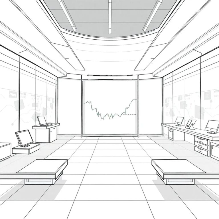 A futuristic, transparent AI-driven holographic trading floor