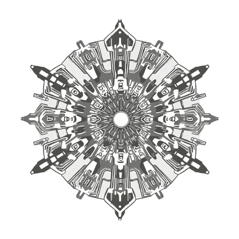 A kaleidoscope with interconnected, rotating AI circuit boards