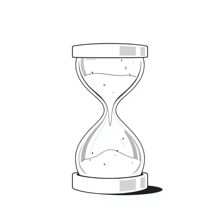 A digital hourglass with flowing binary code instead of sand