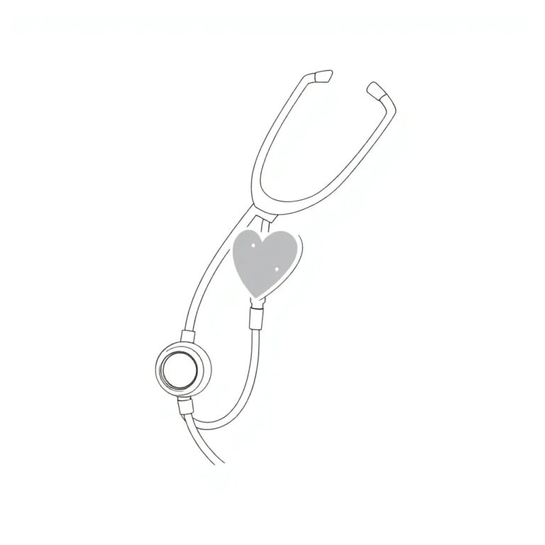 A futuristic, transparent medical stethoscope with integrated AI circuitry and a glowing, pulsating heart at its chestpiece