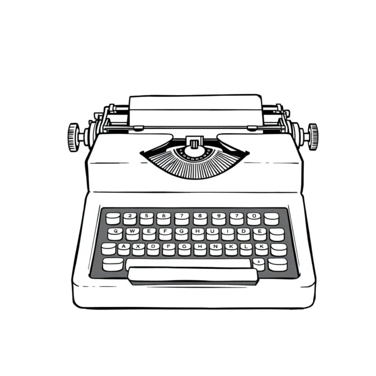 A vintage typewriter with a glowing, futuristic keyboard