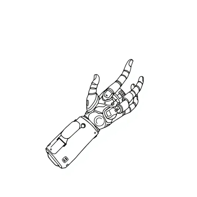 A futuristic, AI-powered prosthetic arm that can adapt and grow with each use, symbolizing the potential of AI to enhance capabilities, but requiring continuous development and integration beyond initial funding.