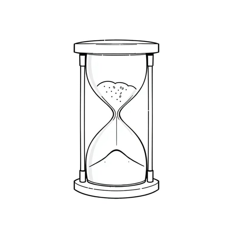 A digital hourglass with flowing binary code instead of sand