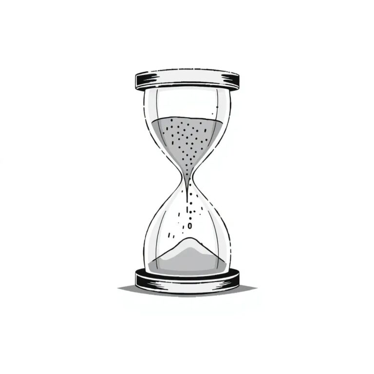 A digital hourglass with flowing binary code instead of sand