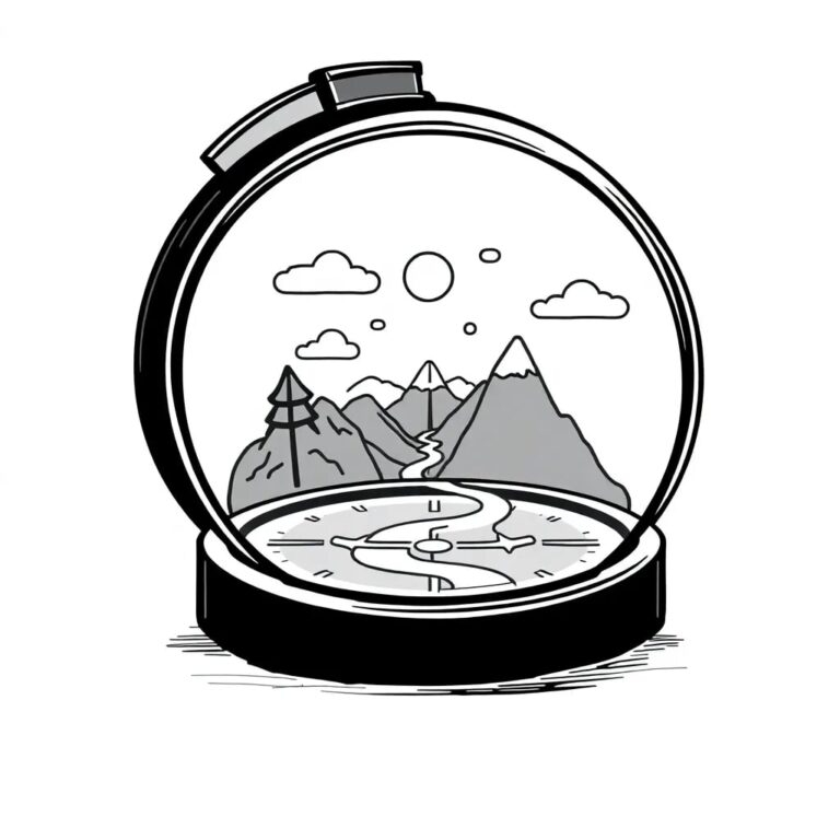 A futuristic, holographic compass with a digital display that shows shifting educational landscapes and multiple, ever-changing paths.