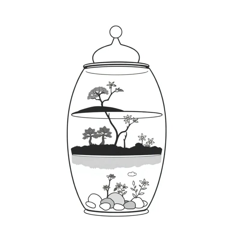 A three-tiered, interconnected glass terrarium with each layer representing a different ecosystem, symbolizing the interdependence and complexity of global AI governance.