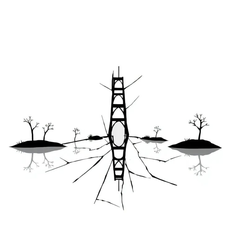 A shattered mirror reflecting a digital landscape