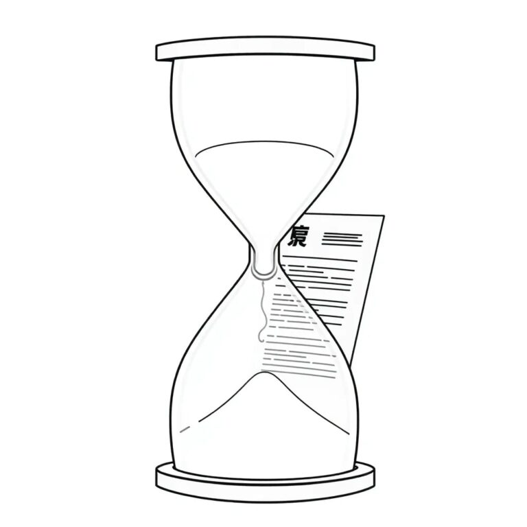A digital hourglass with silicon sand flowing from a glowing AI chip into a regulatory document