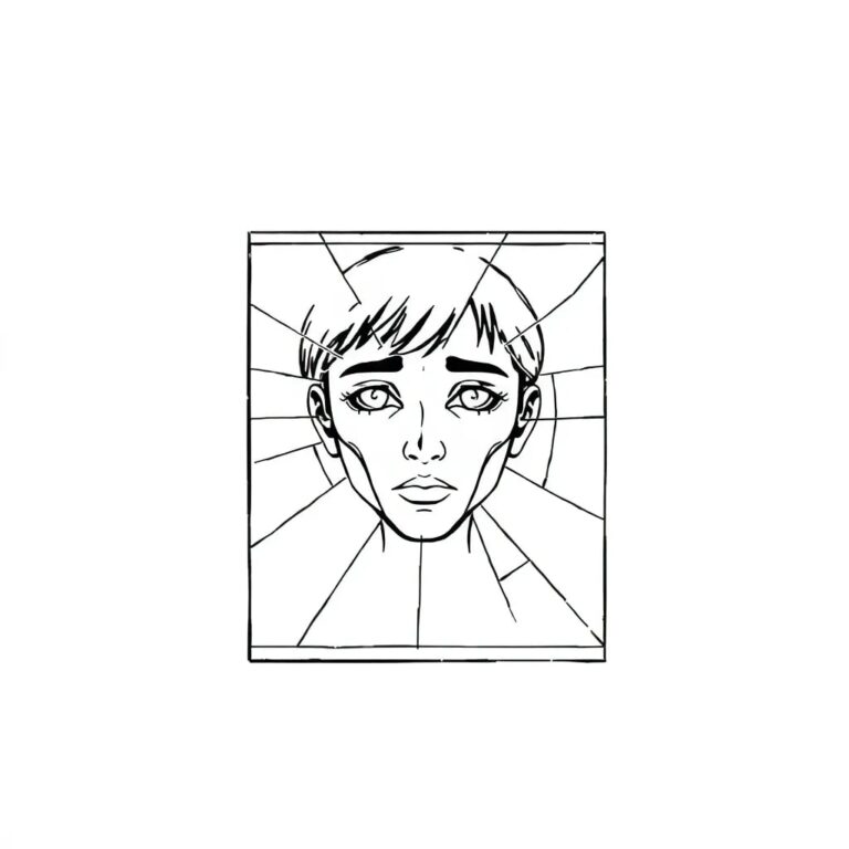 A shattered digital mirror reflecting a fragmented AI-generated face