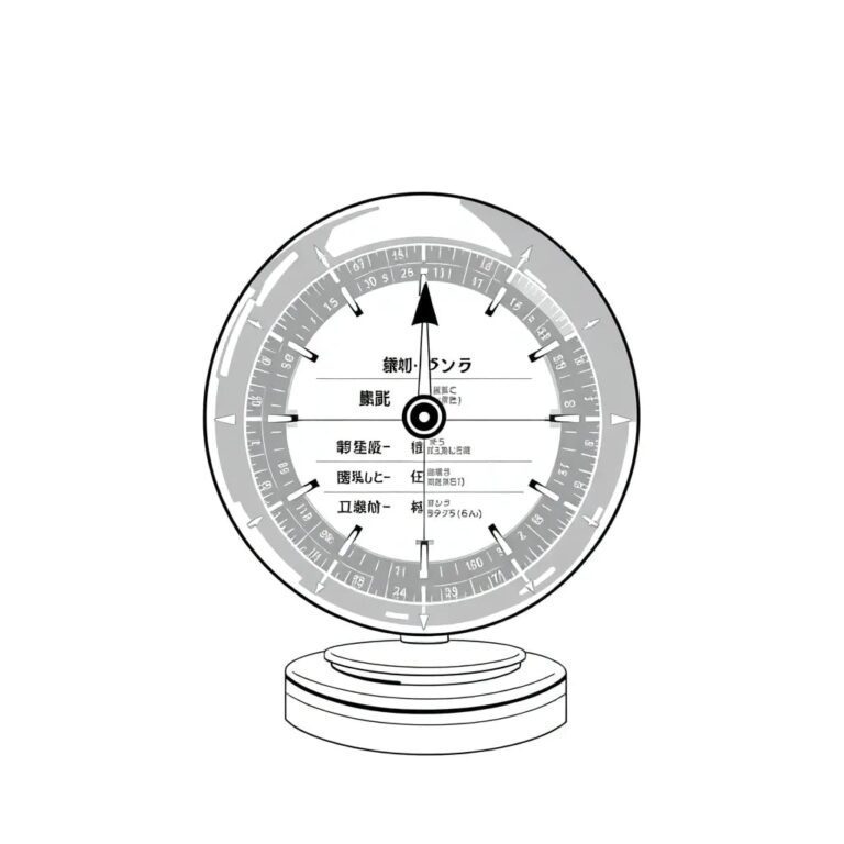 A futuristic compass with a digital display that shows shifting job titles and skill requirements, encased in a transparent globe filled with swirling algorithms and data streams.