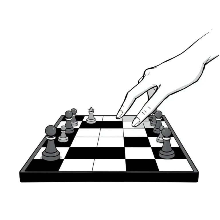 A mechanical chessboard where the pieces move autonomously, but a human hand can intervene to adjust the game's rules mid-play.