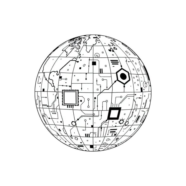 A mosaic globe with AI circuits embedded in each fragment