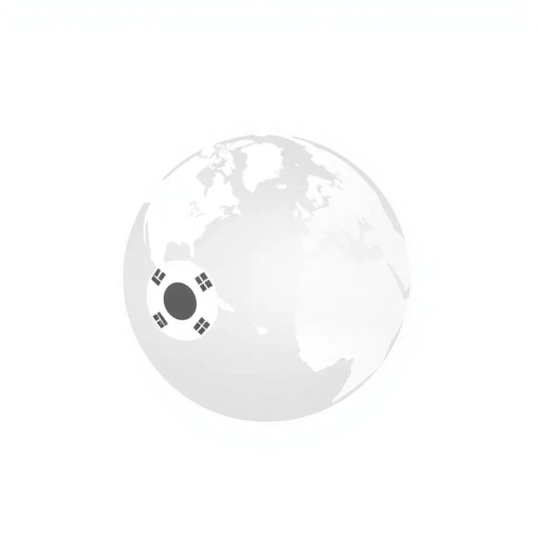 A holographic globe with interconnected neural networks pulsating between South Korea and the United States