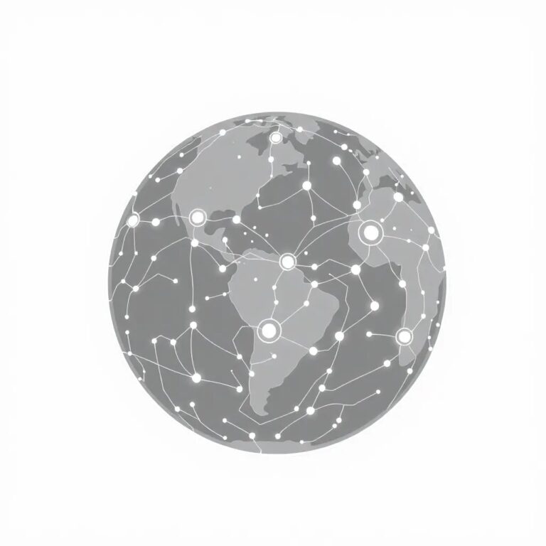 A futuristic, holographic globe with interconnected neural networks pulsating across its surface, displaying real-time data streams and AI algorithms in motion.