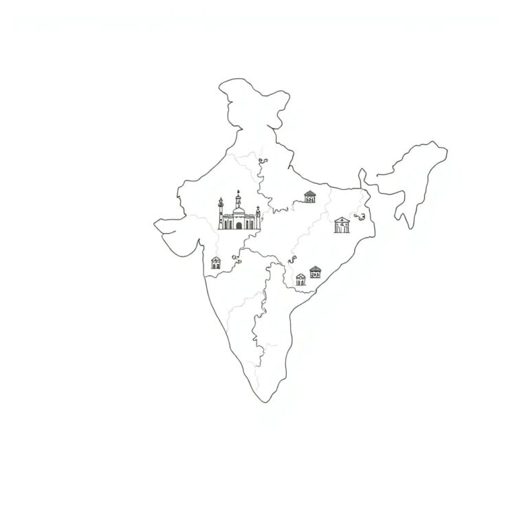 A dynamic, holographic map of India with AI algorithms flowing like rivers, converging at key regulatory landmarks