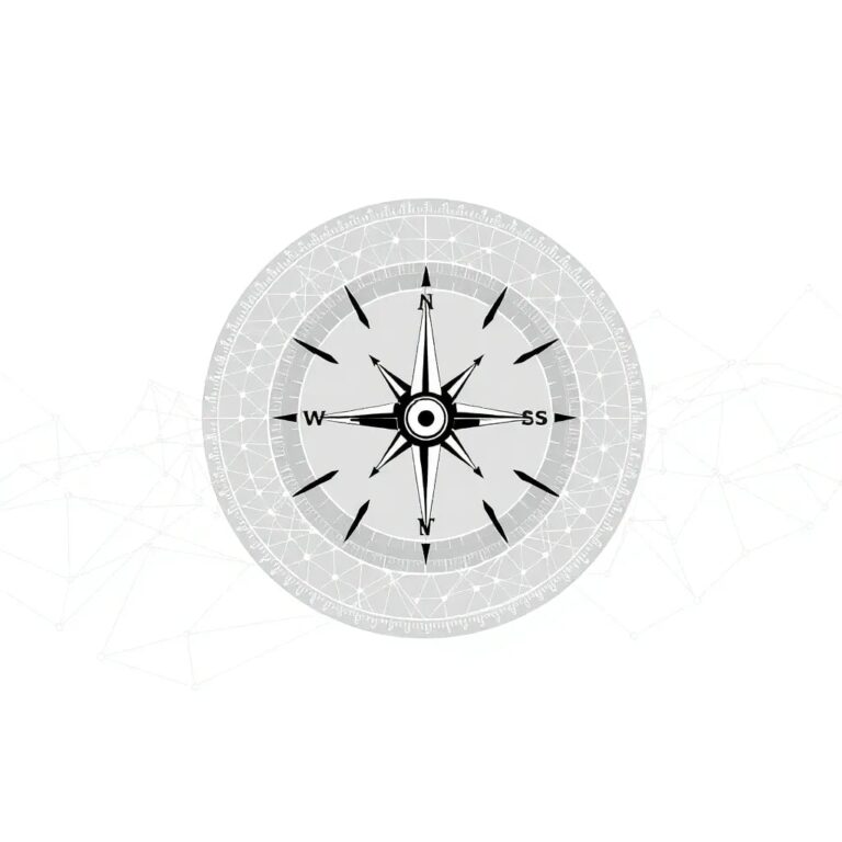 A transparent, intricately woven digital tapestry displaying interconnected nodes of data, with a glowing, ethereal compass needle pointing steadily north, symbolizing trust and ethical guidance.