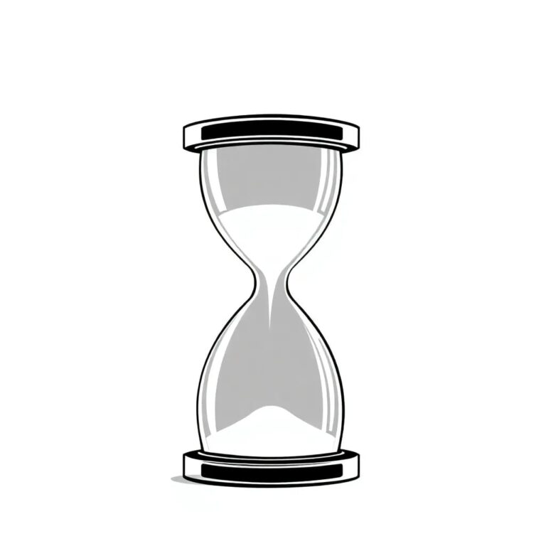 A digital hourglass with a glowing, ever-changing AI circuit board as the sand