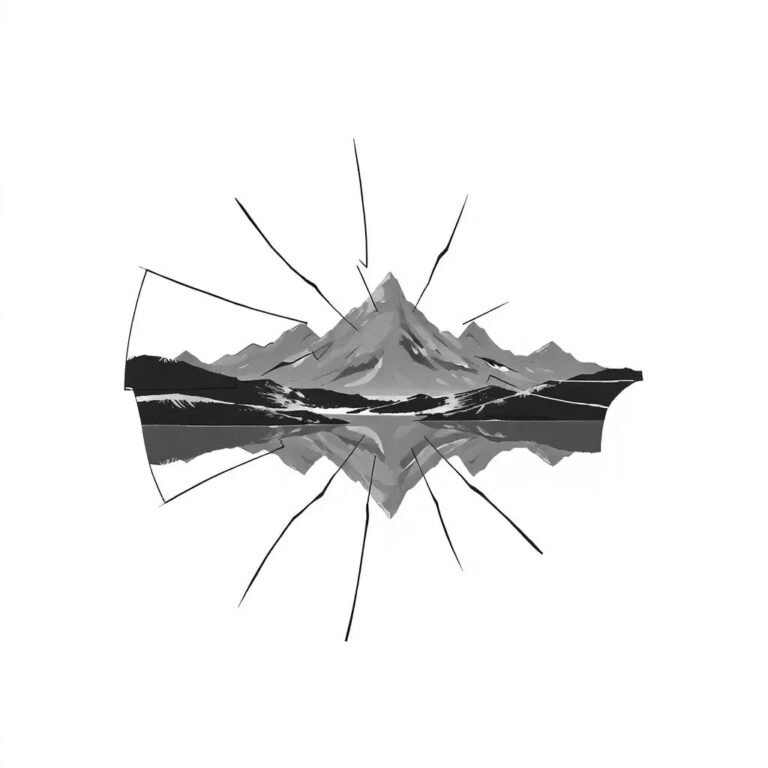 A shattered digital mirror reflecting a fragmented, ever-shifting landscape of synthetic faces and landscapes