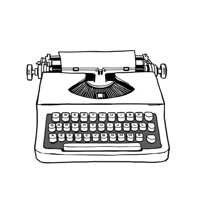 An antique typewriter with a modern AI chip embedded in its keys