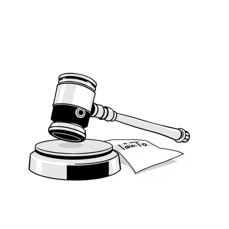 A robotic judge's gavel made of intertwined circuits and legal parchment