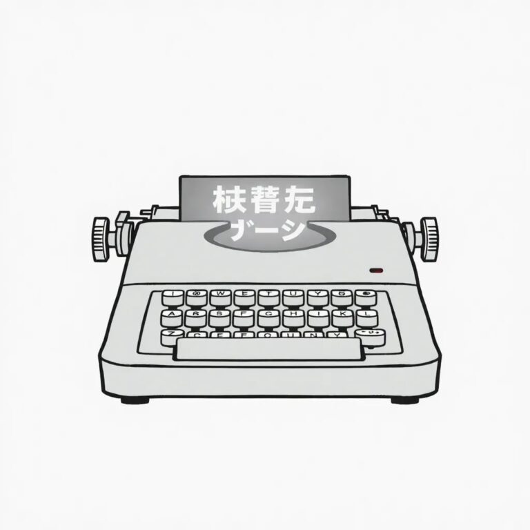 A vintage typewriter with a glowing, holographic screen displaying dynamic, ever-changing text