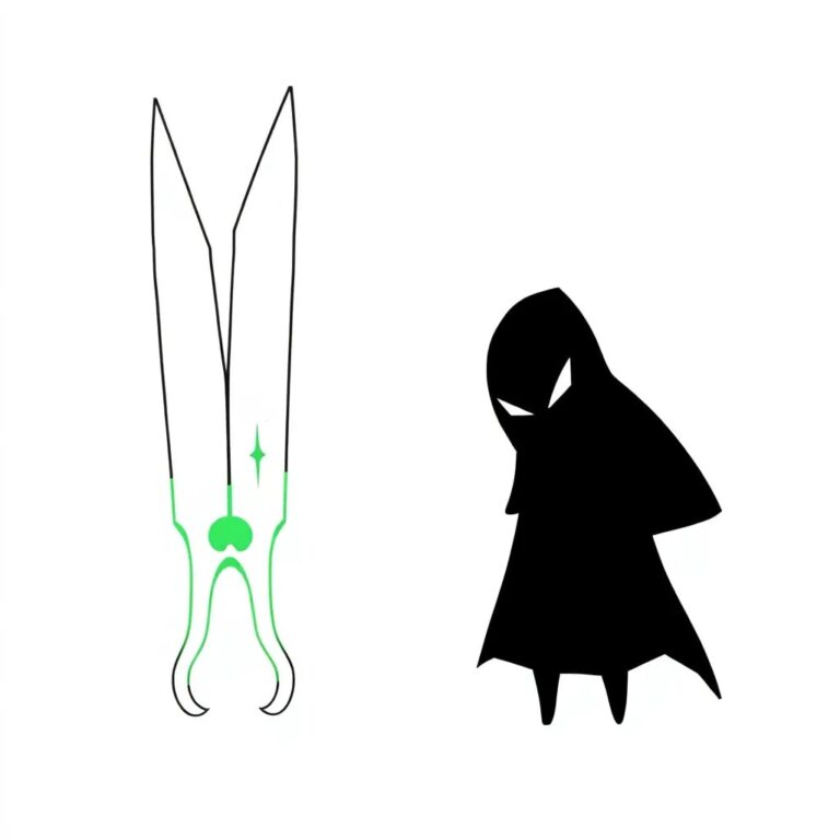 A double-edged scalpel with one blade glowing with a healing green light and the other blade emitting a dark, ominous shadow.