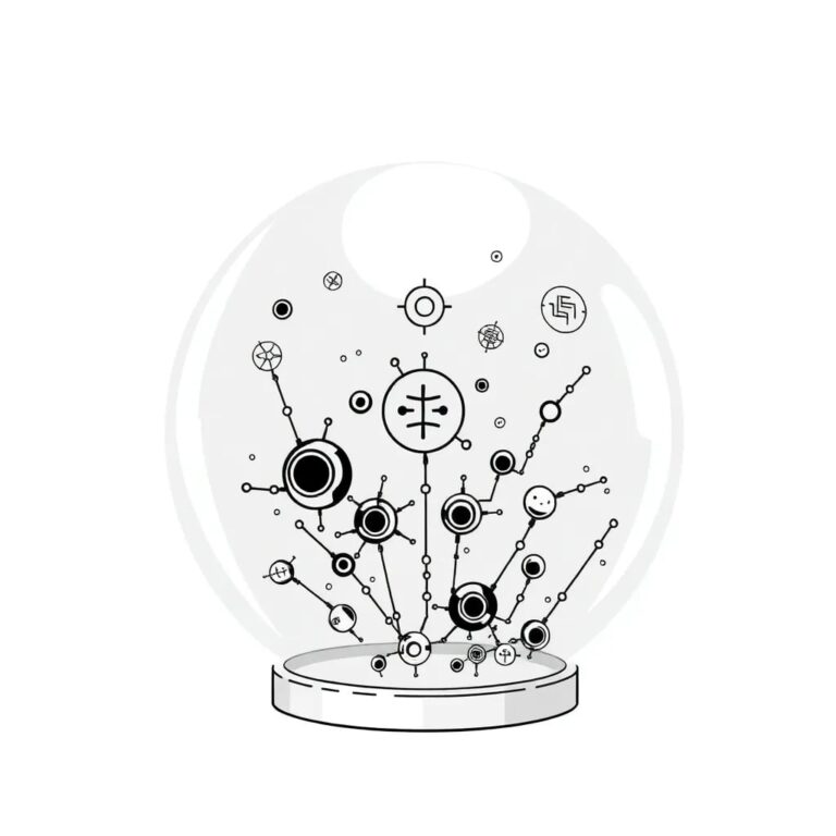 A futuristic, transparent glass dome containing a swarm of nanobots that dynamically rearrange themselves to form different regulatory symbols and structures.