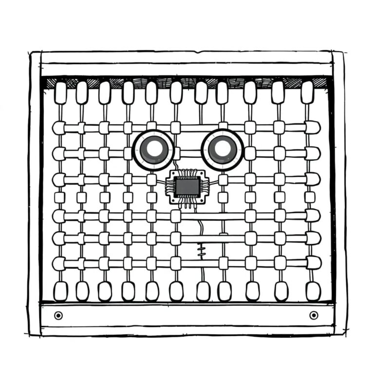 A mechanical abacus with digital eyes and a tiny AI processor embedded in its frame