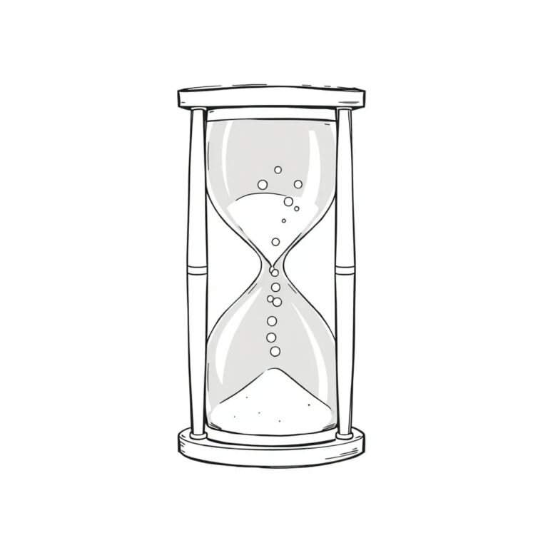 A digital hourglass with shifting, algorithmic sand particles