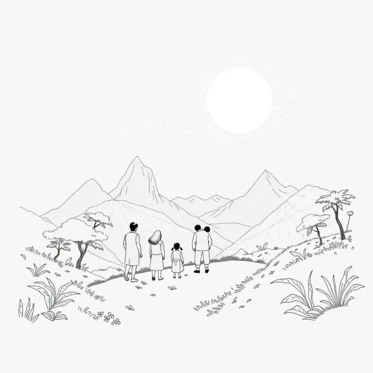 A glowing, intricately woven tapestry depicting a futuristic landscape where AI algorithms are represented as constellations guiding a diverse group of people through a lush, green Western Visayas region.