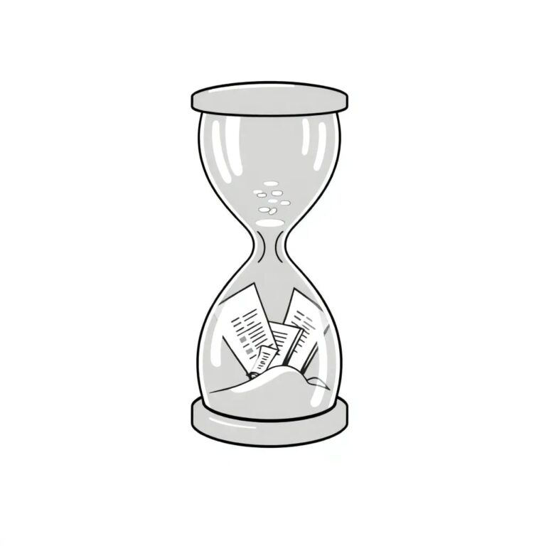 A futuristic, transparent AI-powered hourglass filled with digital code and regulatory documents, seamlessly flowing through it.