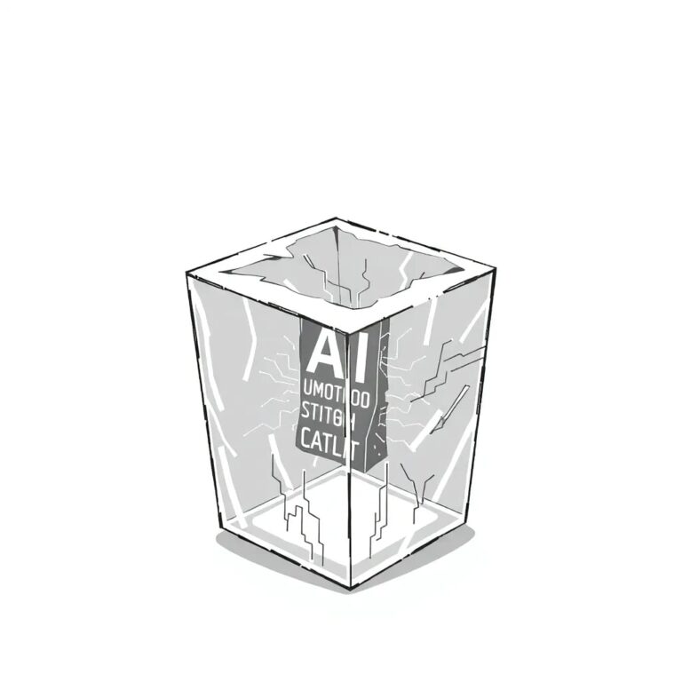 A shattered glass prism with a digital circuit pattern etched on its surface, revealing a hidden, glowing AI chip within.