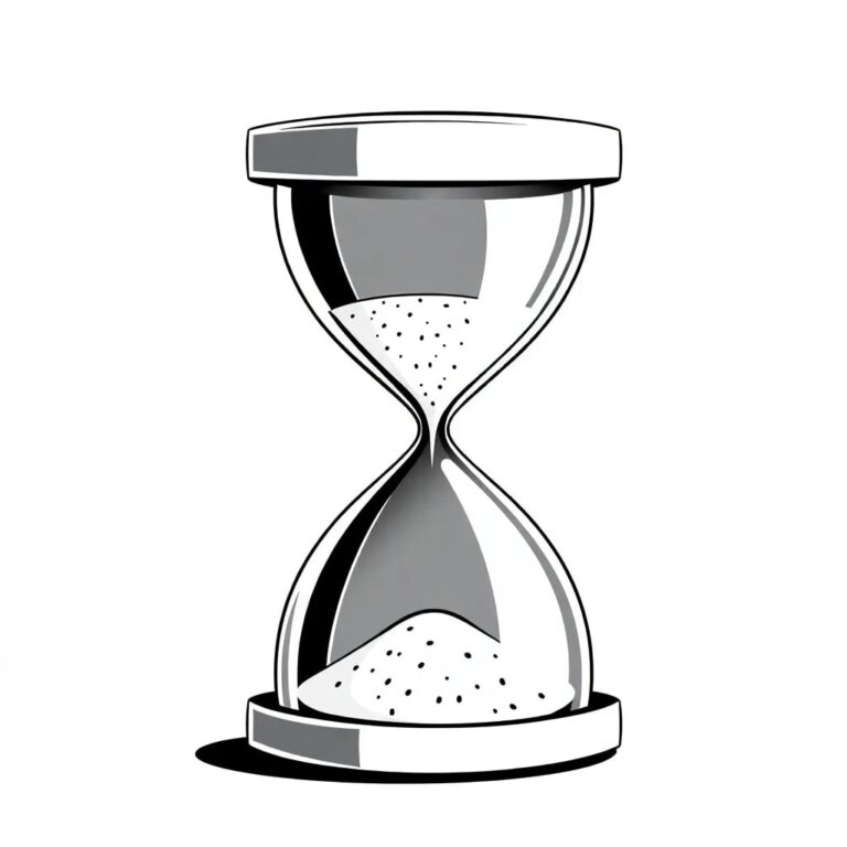 A futuristic, transparent hourglass filled with binary code instead of sand