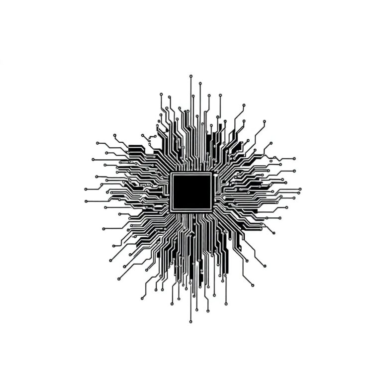 A shattered mosaic of state maps reassembled into a single, sleek AI circuit board