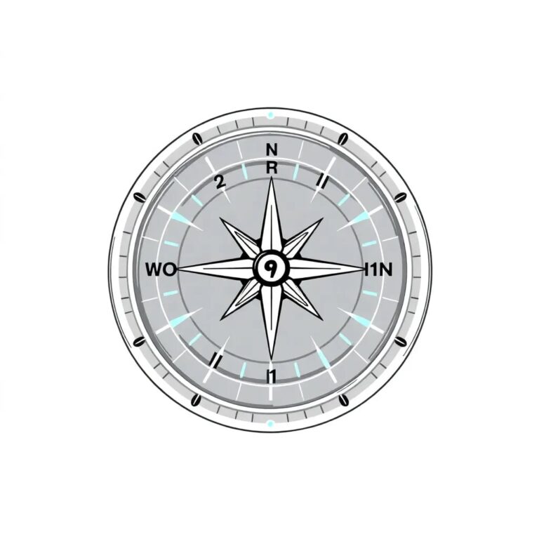 A futuristic, intricately designed AI-driven compass that glows with different colors representing regulatory compliance and innovation