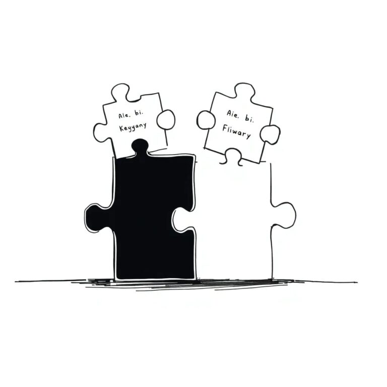 A half-assembled jigsaw puzzle with the final pieces floating above it, each piece representing a different AI-related policy