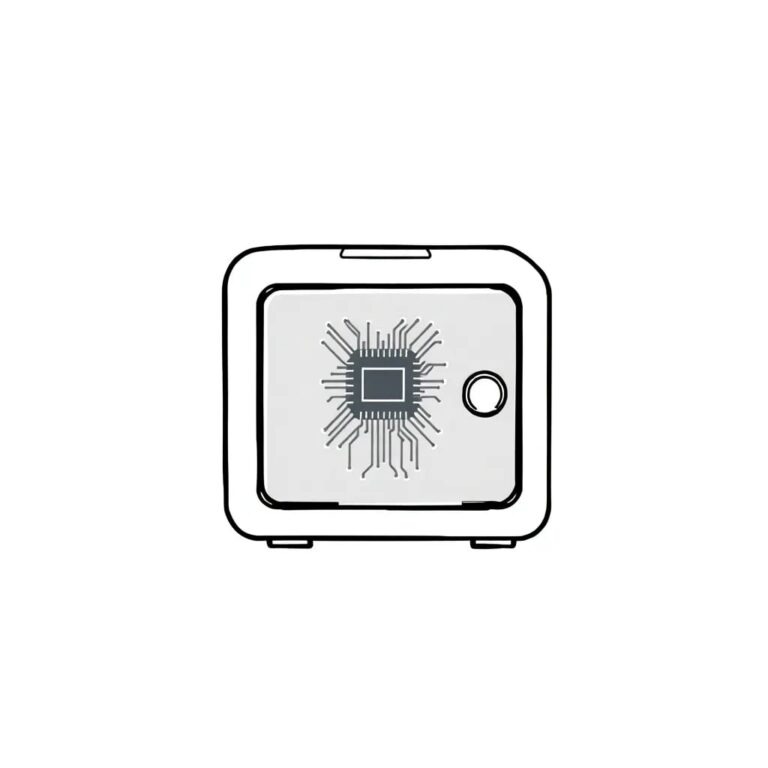 A digital lockbox with a glowing AI circuit board embedded in its surface