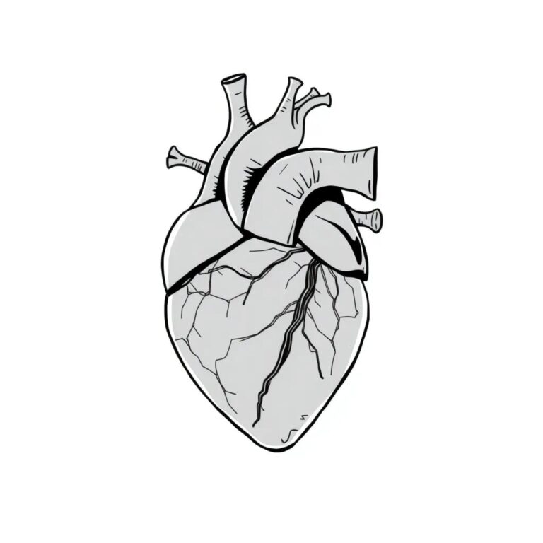 A fractured, yet intricately wired, human heart model with a digital interface overlay