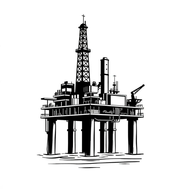 Oil Rig with Integrated AI Neural Network Hologram