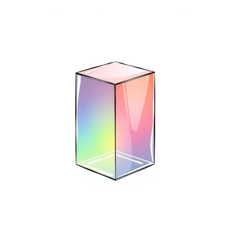 A crystal-clear glass prism that refracts light into a spectrum of colors, with each color representing a different aspect of AI governance, such as ethics, accountability, and data security.