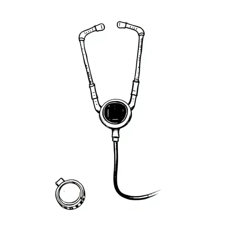 A rusted, patched-up medical stethoscope with a digital AI interface